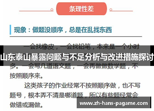 山东泰山暴露问题与不足分析与改进措施探讨 山东泰山暴露问题与不足分析与改进措施探讨