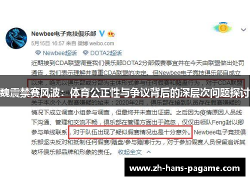 魏震禁赛风波：体育公正性与争议背后的深层次问题探讨
